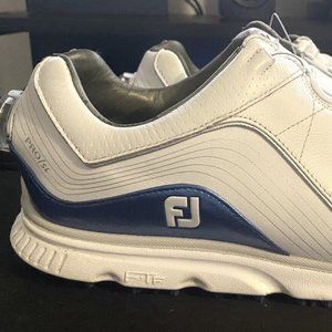 FJ FOOTJOY MENS PRO SL CARBON BOA SPIKELESS GOLF SNEAKERS 10 1/2 W BLUE 53274